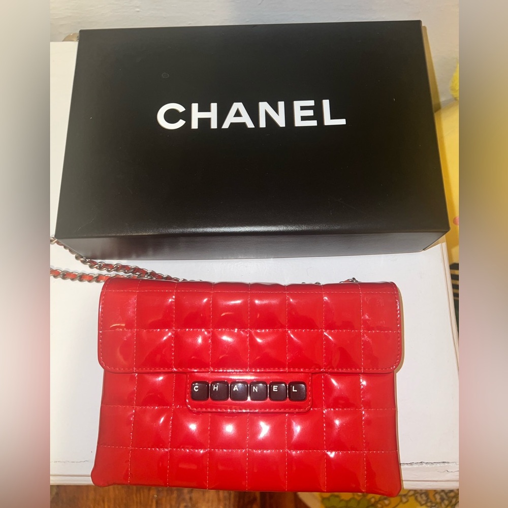 Chanel Red Keyboard Bag Patent Leather